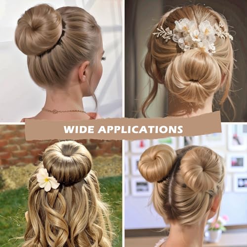 Teenitor Donut Hair Bun Maker Set, 7 Pieces Hair Bun Makers (1 extra-large, 2 large, 2 medium and 2 small), 5 pieces Hair Elastic Bands, 20 pieces Hair Pins, Tan Color - color: Tan