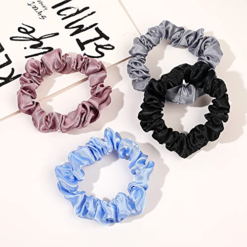 Satin Silk Hair Ties Small Mini Scrunchy for Women Cute Soft No Slip Ponytail Holders 12 Pcs Mini Bulk Scrunchies Elastic Hair Bands for Thick Curly Hair Pony Tails Hair Ties - color: Mixed colors