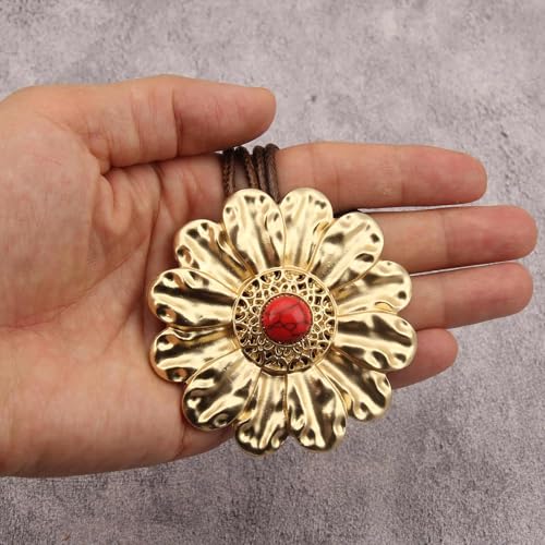 JAOYU Boho Necklace for Women Large Pendant Necklace Boho Long Choker Leather Gold Necklace Vintage Earthy Jewelry Trendy - style: Bohemian Long Pendant Necklace
