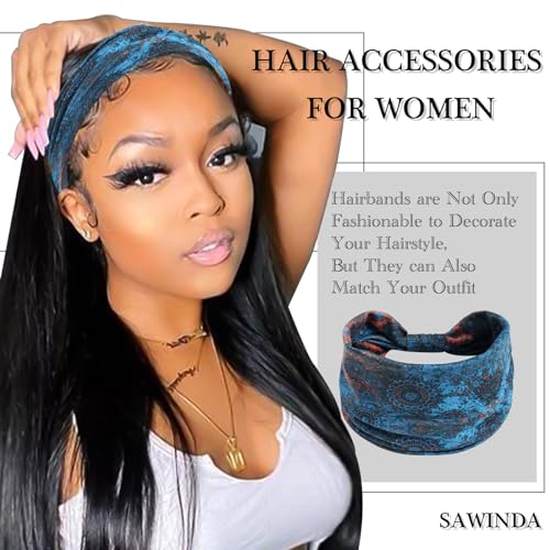 Boho Headbands for Women Elastic Non-slip Twist Knotted Hair Bands Yoga Running Sports Soft Frabic Hair Wrap Sweats Bandanas Accessories for Girls (Pack of 3) - color: multi-color