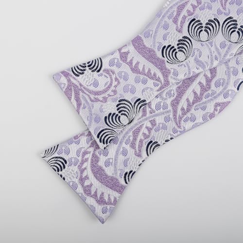 Alizeal Mens 2pcs Classic Floral Pattern Self-tied Bow Tie and Handkerchief Set - color: 035-lavender