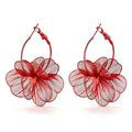 Gold Flower Statement Earrings for Women Boho Trendy Hoop Earrings Floral Dangle Petal Earring Prom Wedding Jewelry Gifts - color: A6:red