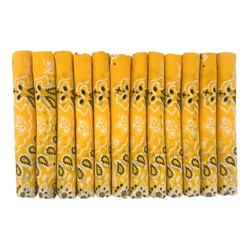 Bandanas Gift Set 12 Pack Soft Thin Handfeel Cotton Bandanna Scarf for men - color: Gold