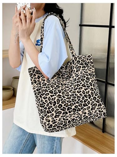 MakeMeChic Women's Leopard Tote Bag Cheetah Oversize Shoulder Bag Weekender Bag - color: Multicolor H