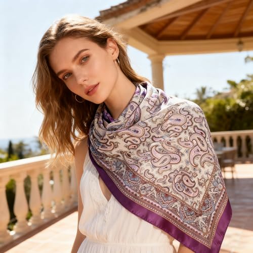 Headscarf Large Square Women Scarf 35" Fashion Scarves Silk Feeling Hairscarf - color: A115