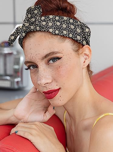 AVKA Studio 100% Cotton Bandanas for Women & Men, 2 Pack 20x20 Inch, 22x22 inch Hand Printed, Lightweight Cotton Handkerchief - color: Black & Cream, size: 20 x 20 Inches