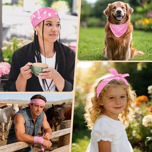 Morcheiong 8/16 Pcs Bandanas Paisley Bandana Head Scarf Headband Handkerchiefs for Men Women Boy Girls - color: Pink