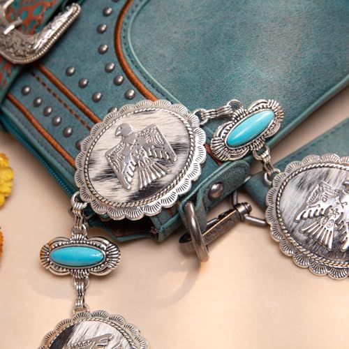 Montana West Rustic Couture's Large Western Concho Metal Belts for Women Cowgirl - color: Brilliant Turquoise