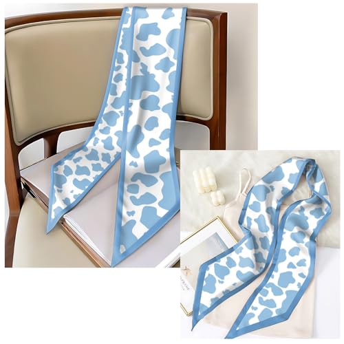 Head Hair Scarf Neck Silk Feeling Scarves Long Thin Satin Fashion Handbag Cute Decoration Women Girls 59 * 6.7'' - color: O-14-blue