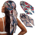 Head Scarf for Women Hair - 2 Pack 35" Square Satin Scarf, Silk Hair Scarf for Women Head Wrap for Sleeping - color: Navy Blue & Red