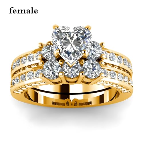 3Pcs Moissanite Wedding Rings Sets for Couples, s925 10K 14K 18K Real Gold Wedding Rings Sets for Him and Her, Customized Matching Engagement Bands Set for Men and Women Free Engraving - style: Style-11