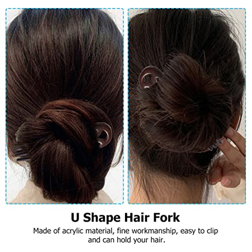Beaupretty 3- Prong Hair Fork Carved Wood Hairpin Vintage Hair Chopstick Hair Bun Holder Hair Styling Accessory for Woman Girl ( Brown ) - color: Black