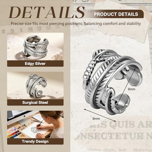 Gothic Ear Cuffs Helix Cartilage Clip on Goth Ear Cuff Stainless Steel Hypoallergenic Earrings for Women Men Non Piercing Gold & Silver Fake Earring Lightweight Punk Jewelry Gift - color: K7-Edgy Design Silver 3