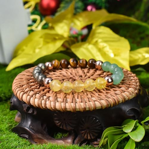 Strong Healing Crystal Bracelet 8MM Genuine Stone Bracelet Lucky Beaded Bracelet Chakra Bracelet 6.5 inch Positive Energy Inspirational Gifts for Women Mom - style: Attract Abundance
