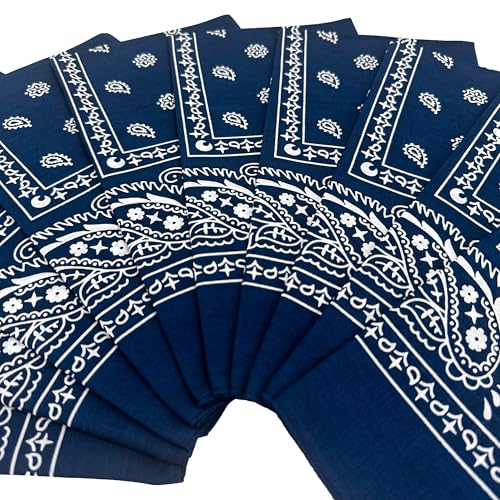 Vamqor 100% Cotton 10 Pack Fine Bandanas - color: Navy
