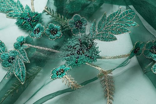 Jeelow Silk Blend Floral Fashion Scarf Shawl Wrap Lightweight Sheer For Women Floral Embroidery Wedding Party Prom - color: Green Sunflower