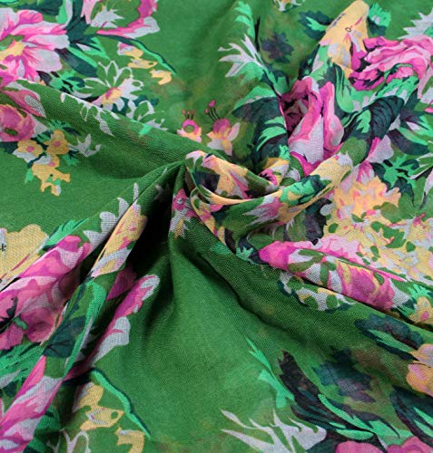Scarfand's Romantic Rose Prints & Floral Patterns Lightweight Infinity Fashion Scarves Wraps - color: Bouquet Rose Green