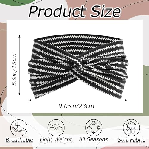 6 Pack Boho Headbands for Women Wide Twist Knotted Head Wraps Turban Stretchy Leopard Hair Bands Elastic Non-Slip Workout Head Wraps Accessories - color: Multicolor-1