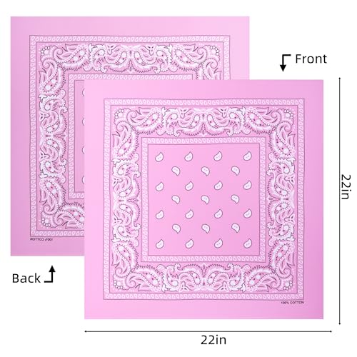 Raylarnia 8 PCS 100% Cotton Bandanas, 22 Inchs Multi-Purpose Bandana Scarfs Headbands for Men and Women - color: 4-pink/4-hot Pink