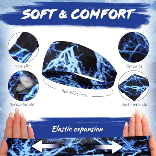 18 Pcs Sports Sweatbands for Men Women Camo Headbands Workout Non Slip Headbands Breathable Head Band Fitness Stretchy Unisex Hairband for Yoga Running Cycling Ball - color: Vibrant Colors