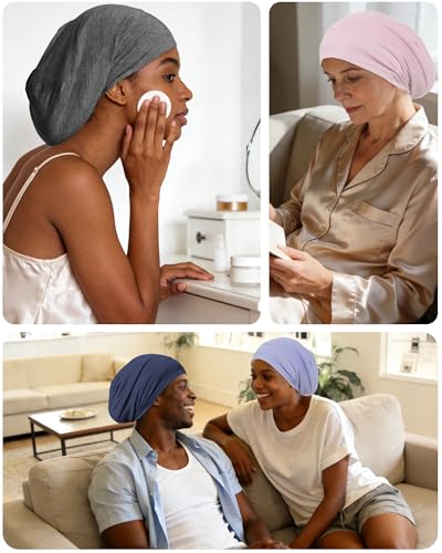 100% Mulberry Silk Bonnet for Sleeping Women Men, Real Silk Lined Bonnets for Curly Hair, Braid Sleep Cap Black Womens - color: Dark Gray