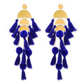 Long Tassel Earrings for Women Colorful Fringe Drop Dangle Earrings Bohemian Hawaiian Summer Beach Jewelry for Womens Vacation Outfits - color: Royal Blue