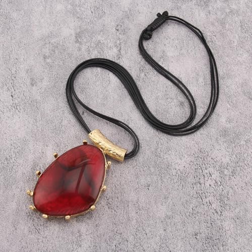 Leather Necklace for Women Large Pendant Hippie Choker Necklace Vintage Sweater Necklace Chunky Boho Necklaces for Women - style: Leather Vintage Necklace