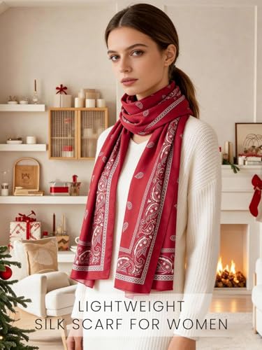 vimate 100% Large Silk Feeling Scarf-Women's Fashion Long Mulberry Silk Satin Neck Scarf Sunscreen Shawl Wrap Headscarf - color: Style 09