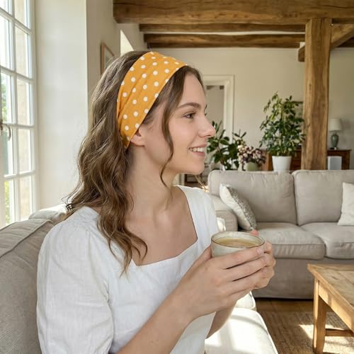 Waliah 6 Pcs Polka Dot Headband Cute Headbands for Women Soft Head Bands for Women's Hair Non Slip Headbands - color: Polka Dot