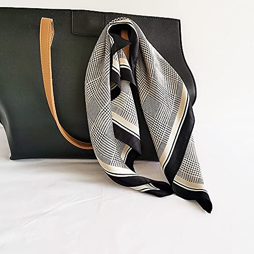 FONYVE 100% Mulberry Silk Scarfs for Women-Lightweight Square Satin Head Scarf-Small Silk Hair Scarf for Sleeping 21"x21" - color: 05 Houndstooth