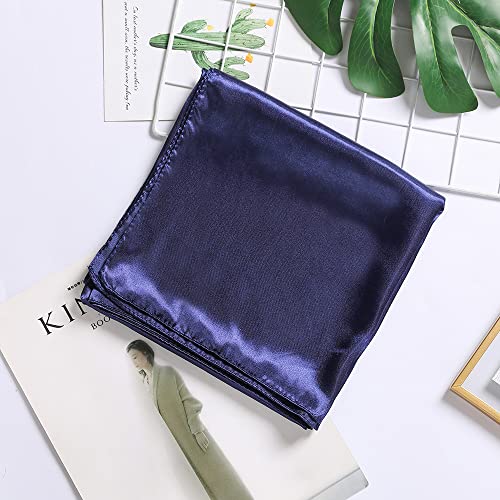 vabovin Satin Head Scarf for Women Solid Color, 35×35 in | Silk Feel Neckerchief, Hair Scarf, Fashion Bandana, Headscarf, Headband, Hair Wrap Sleeping, Daily Fashion Styling - color: 218 Midnight Blue