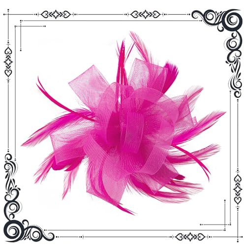 dressfan Womens Fascinator Hat Headpiece 20s Vintage Wedding Hair Accessories for Derby/Wedding/Cocktail/Tea Party - color: Fushia