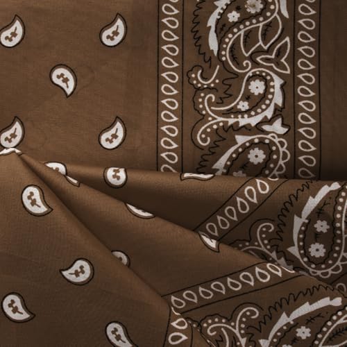 NACHLYNN 10/20pcs Paisley Bandanas Assorted Bandanas Cowboy Polyester Headbands Square Scarf Headwear - color: Brown