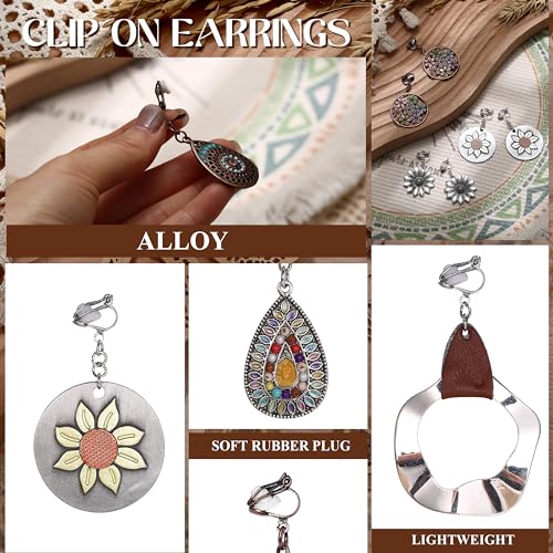 Thunaraz Clip on Dangle Earrings for Women - Bohemian Trendy Clip on Earrings Lightweight Comfortable Earrings Hypoallergenic Drop Clip ons for Non-pierced Ears Women - style: Style B