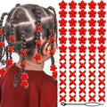 NAISKA 60PCS Valentines Red Beads for Hair Braids Kids Large Hole Hair Beads 2 Styles Dreadlock Bead Loc Jewelry Valentine's Day Braids Accessories for Women Girls - color: Red