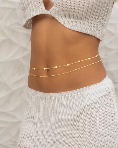 VIROMY Gold Waist Beads Chain for Women Waterproof Belly Chain Body Belt Chain Beach Accessories Body Women's Jewelry - style: Style C-GD