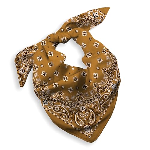 Gift Packaging Bandana for Men Women - 100% Cotton, Paisley, 22x22 In, 1 Pack - Large Bandanna Handkerchief Cowboy Hanky - color: Brown