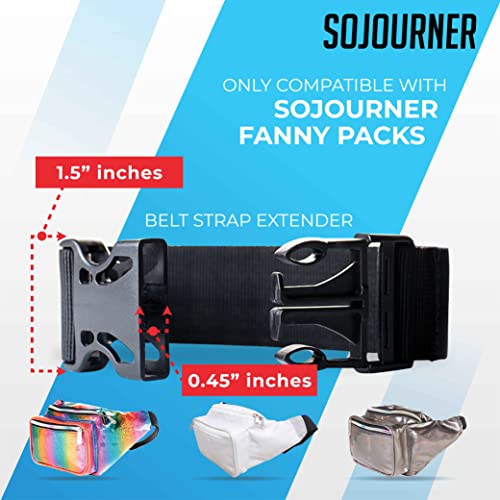 Fanny Pack Extender Belt Bag Adjustable Strap Buckle Waist Extender - ONLY COMPATIBLE WITH SOJOURNER FANNY PACKS - color: Black v2