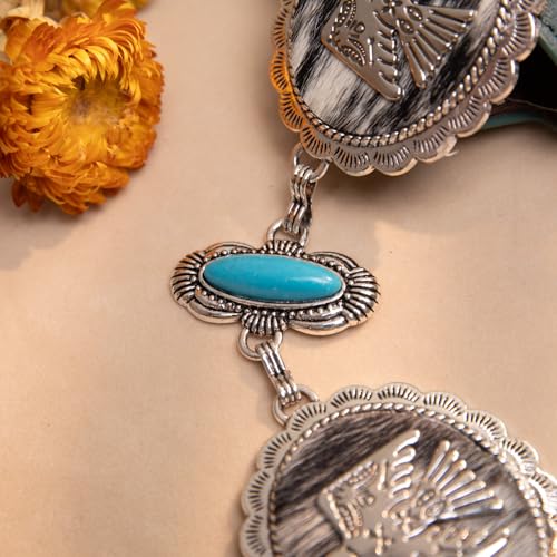 Montana West Rustic Couture's Large Western Concho Metal Belts for Women Cowgirl - color: Brilliant Turquoise