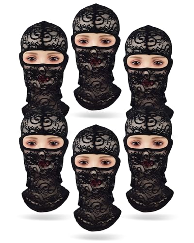 Xeoxarel 6 Pack Balaclava Ski Mask for Men/Women, Full Face Cover - color: 6 Pack Full Face Mask - Black Lace