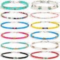 XIJIN 8Pcs Handmade Beaded Anklets for Women Boho Colorful Beads Ankle Bracelets Adjustable Foot Anklet Set - color: D