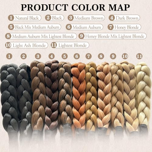 Braided Headbands Hair Piece for Women Synthetic Hair Head Bands Handmade Braid Hairband Hair Accessories Elastic Stretch Headwrap Braided Hair Band - color: 22#-Light Ash Blonde