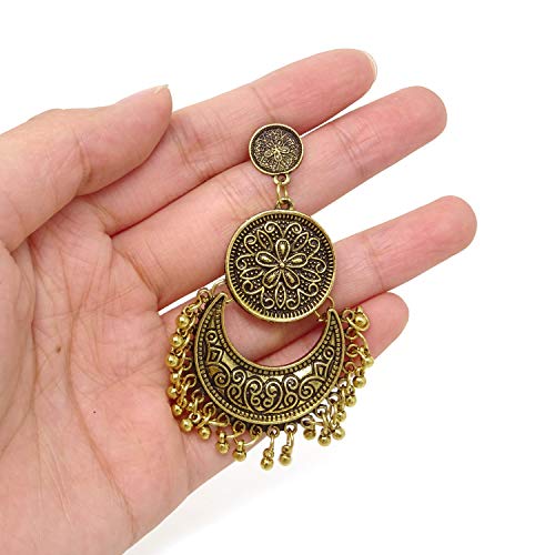 Honbay Bohemian Fashion Earrings National Style Retro Earrings Gypsy Dangle Earrings - color: Vintage Gold