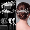 Maitys 44 Pieces Wedding Hair Accessories Faux Pearl Crystal Comb Clips U-shaped Flower Rhinestone Silver Pearl Hair Pieces for Prom Bride Bridesmaid(Fresh Style) - style: Fresh Style