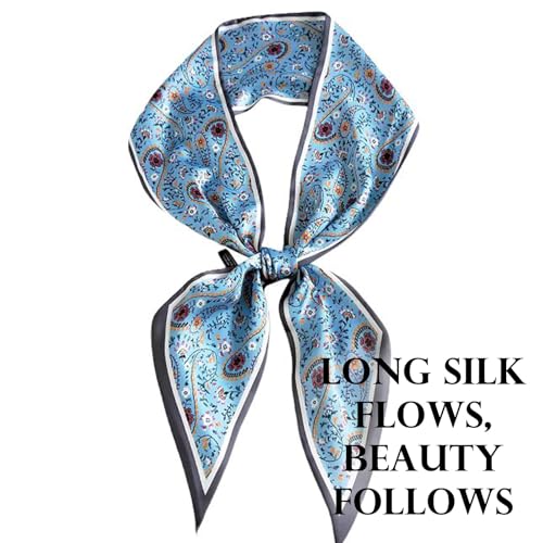 Sumolux Head Hair Scarf for Women Neck Purse Bag Handbags Scarf Like Silk - color: Blue New Cashew