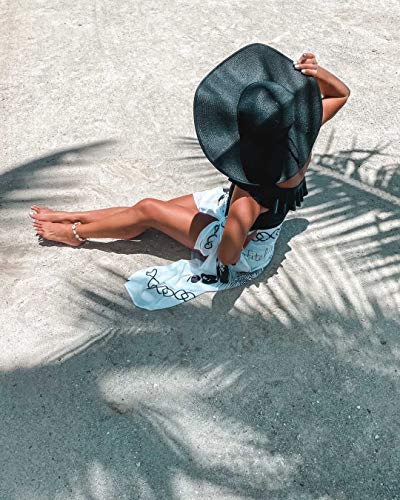 Lanzom Womens 5.7 Inches Big Bowknot Straw Hat Large Floppy Foldable Roll up Beach Cap Sun Hat UPF 50+ - color: Khaki