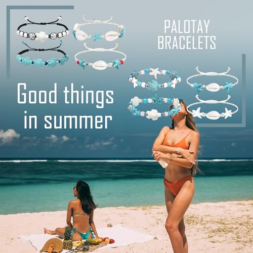 Handmade Summer Turtle Starfish Bracelets Bohemian Beaded Seashell Bracelets Set Adjustable Waterproof Summer Beach Surfer Bracelets Summer Vacation Jewelry Bahamas Souvenirs - color: 8PCS