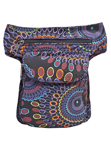 The Collection Royal Handmade Festival Waistpack Boho Hippie Waist Bag Hip Bum Running Belt Fanny Pack Travel Utility Belt (Blk+Prpl) - color: Blk+Prpl