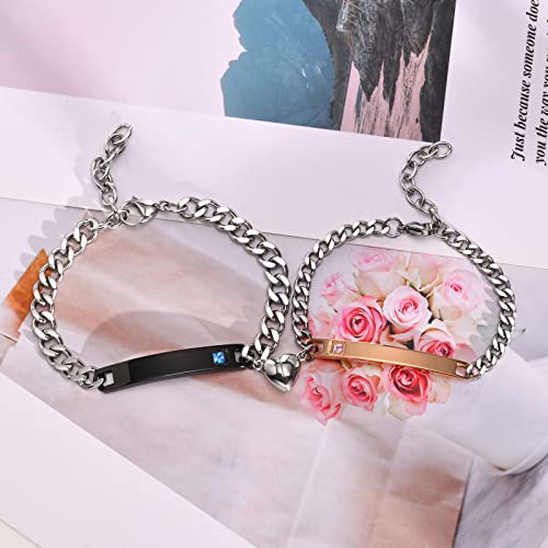 MEALGUET Personalized Couple Bracelet Customized Couple Bracelets Set Mutual Attraction Custom Name Relationship Bracelet Personalized Gift for Men Women - style: Personalized-link style 2