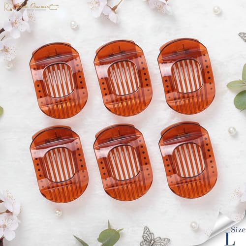 RC ROCHE 6 Pcs Flat Claw Hair Clips for Women Thick Hair French Round Duckbill Square Secure Strong Hold Grip Clamps Barrettes Curved No Slip No Crease Styling Cute Extra Jumbo XL, Large Brown - color: (Large) Brown